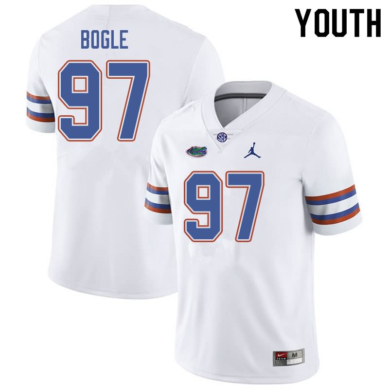 NCAA Florida Gators Khris Bogle Youth #97 Jordan Brand White Stitched Authentic College Football Jersey RZO8564MO